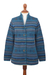 100% baby alpaca cardigan, 'Dream Turquoise' - Peru Turquoise Jacquard Knit Baby Alpaca Cardigan Sweater