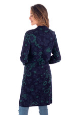 Baby alpaca long cardigan, 'Blue Dream Garden' - Blue Floral Jacquard Knit Alpaca Cardigan