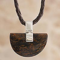 Mahogany obsidian pendant necklace, 'Majestic Blade' - Handmade Mahogany Obsidian Pendant Necklace