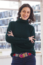 Baby alpaca blend turtleneck, 'Sweet Teal Warmth' - Forest Spruce Teal Baby Alpaca Turtleneck Sweater