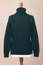 Baby alpaca blend turtleneck, 'Sweet Teal Warmth' - Forest Spruce Teal Baby Alpaca Turtleneck Sweater
