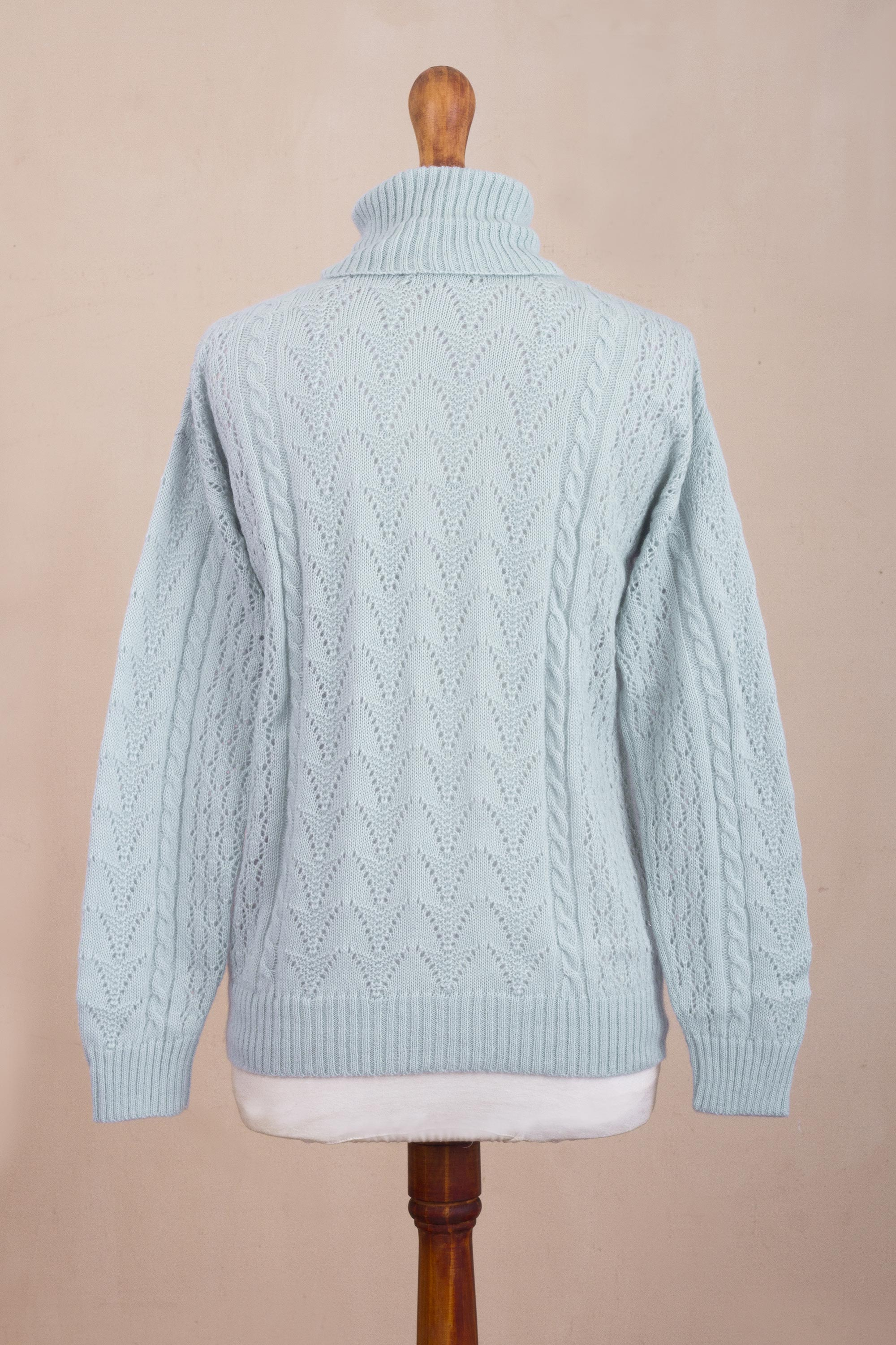 Soft Knit Baby Alpaca Blend Turtleneck Sweater - Prestige in Sky Blue ...