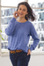 Baby alpaca blend pullover sweater, 'Distinction in Blue' - Heather Blue Baby Alpaca Blend Sweater (image 2) thumbail