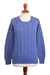 Baby alpaca blend pullover sweater, 'Distinction in Blue' - Heather Blue Baby Alpaca Blend Sweater (image 2a) thumbail