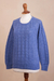 Baby alpaca blend pullover sweater, 'Distinction in Blue' - Heather Blue Baby Alpaca Blend Sweater (image 2d) thumbail