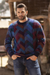 Men's 100% alpaca pullover, 'Stairway to the Heavens' - Multicolor Alpaca Men's Geometric Knit Pullover Sweater (image 2) thumbail