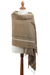 100% baby alpaca shawl, 'Sepia Windowpanes' - Handwoven Patterned Sepia Brown Baby Alpaca Shawl thumbail