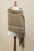100% baby alpaca shawl, 'Sepia Windowpanes' - Handwoven Patterned Sepia Brown Baby Alpaca Shawl