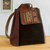Wool-accented suede and leather backpack, 'Trip to Cusco' - Hand- Tooled Leather and Suede Backpack (image 2) thumbail