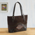 Wool-accented leather tote bag, 'Inca Memories' - Dark Brown Suede and Leather Tote Bag thumbail