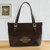 Wool-accented leather tote bag, 'Inca Memories' - Dark Brown Suede and Leather Tote Bag (image 2b) thumbail