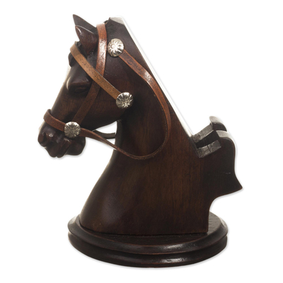 Handyhalter aus Holz - Handgeschnitzter Handyhalter in Form eines Pferdes