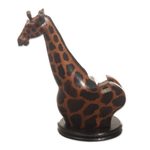 Wood cellphone holder, 'Elegant Giraffe' - Hand Crafted Giraffe Cellphone Holder