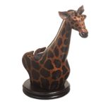 Wood cellphone holder, 'Elegant Giraffe' - Hand Crafted Giraffe Cellphone Holder