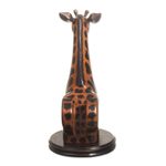 Wood cellphone holder, 'Elegant Giraffe' - Hand Crafted Giraffe Cellphone Holder