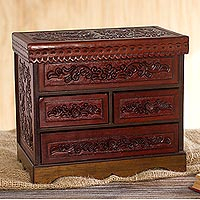 Leather and wood jewelry chest, Ancestral Treasure
