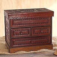 Leather and wood jewelry chest, God of Staffs