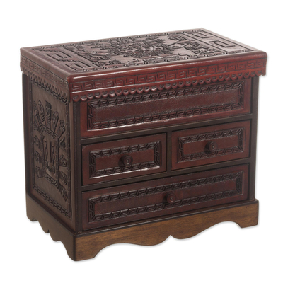 Hand Crafted Wood and Leather Jewelry Chest