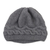 Mütze aus Alpaka-Mischung - Handgestrickte graue Alpaka-Mischung, kuschelige Wintermütze