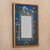 Small reverse-painted glass wall mirror, 'Blue Fields' - Hand Painted Small Glass and Wood Floral Mirror (image 2b) thumbail