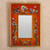 Small reverse-painted glass wall mirror, 'Orange Fields' - Small Orange Reverse-Painted Glass Framed Wall Mirror