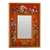 Small reverse-painted glass wall mirror, 'Orange Fields' - Small Orange Reverse-Painted Glass Framed Wall Mirror thumbail