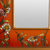Small reverse-painted glass wall mirror, 'Orange Fields' - Small Orange Reverse-Painted Glass Framed Wall Mirror (image 2d) thumbail