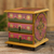 Small reverse-painted glass jewelry chest, 'Vintage Floral in Magenta' - Hand Painted Floral Glass Mini Jewelry Chest (image 2) thumbail