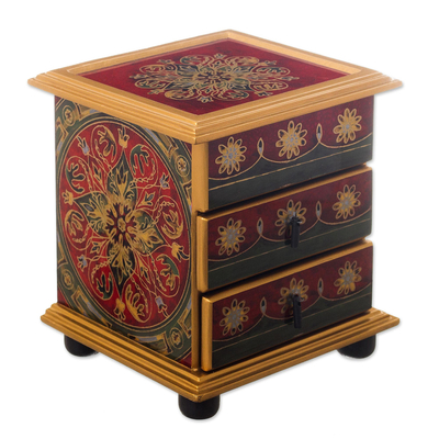 Mini Jewelry Chest in Reverse-Painted Glass