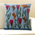 Wool cushion cover, 'Birds and Flowers in Sky Blue' - Blue Floral Wool Cushion Cover from Peru thumbail