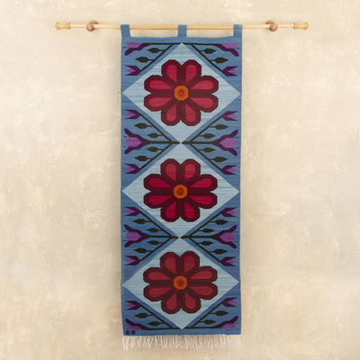 Wool tapestry, 'Sweet Flowers' - Floral Wool Tapestry from Peru