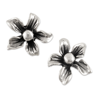 Artisan Crafted Sterling Silver Flower Stud Earrings