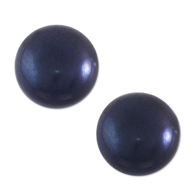 Aretes de perlas cultivadas - Aretes de perlas cultivadas de color gris oscuro elaborados artesanalmente