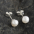 Cultured pearl stud earrings, 'Perfectly White' - White Cultured Pearl Classic Stud Earrings (image 2) thumbail