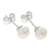 Cultured pearl stud earrings, 'Perfectly White' - White Cultured Pearl Classic Stud Earrings thumbail
