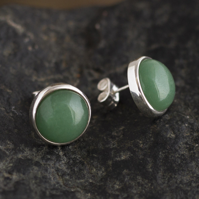 Aventurine stud earrings, Green Elysium