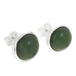 Aventurine stud earrings, 'Green Elysium' - Aventurine Stud Earrings in Sterling Silver