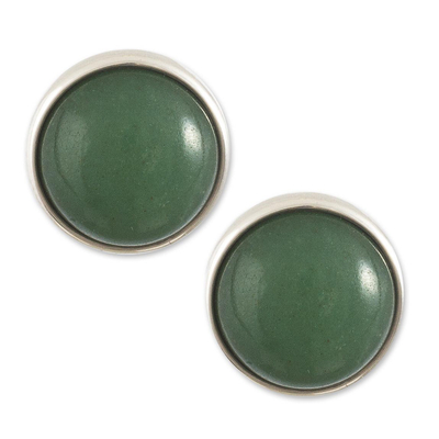 Aventurine stud earrings, 'Green Elysium' - Aventurine Stud Earrings in Sterling Silver