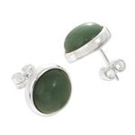 Aventurine stud earrings, 'Green Elysium' - Aventurine Stud Earrings in Sterling Silver