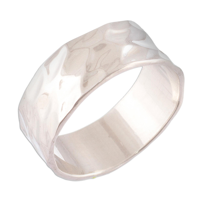 Sterling silver band ring, 'Terrain' - Unisex Sterling Silver Band Ring
