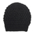 mütze aus 100 % Alpaka - Handgehäkelte, kuschelige Wintermütze aus schwarzem Alpaka mit Blasenmuster