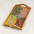 Reverse-painted glass tray, 'Miraflores Flora' - Reverse-Painted Glass Floral Tray (image 2b) thumbail