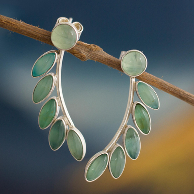 Opal drop earrings, 'Leafy Branch' - Andean Opal and Sterling Silver Earrings