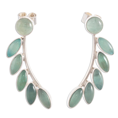 Opal drop earrings, 'Leafy Branch' - Andean Opal and Sterling Silver Earrings
