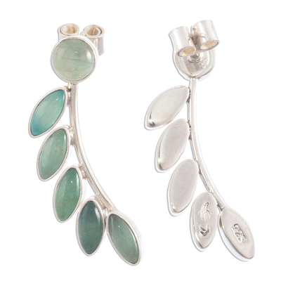Opal-Ohrringe mit Tropfen, 'Blattförmiger Zweig'. - Opal- und Sterlingsilber-Ohrringe aus den Anden