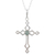 Opal pendant necklace, 'Faith and Devotion' - Sterling Silver and Opal Cross Necklace thumbail