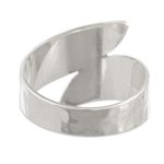 Gold-accented sterling silver cocktail ring, 'Love on the Line' - Hammered Silver and Gold Flashed Cocktail Ring