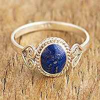 Sterling Silver and Lapis Lazuli Ring from Peru,'Blue Sophistication'