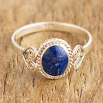 Sterling silver cocktail ring, 'Blue Sophistication' - Sterling Silver and Lapis Lazuli Ring from Peru