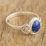 Sterling silver cocktail ring, 'Blue Sophistication' - Sterling Silver and Lapis Lazuli Ring from Peru